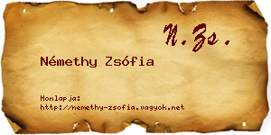 Némethy Zsófia névjegykártya
